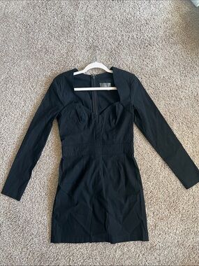 Anthropologie Black Long-Sleeve Sweetheart Neckline Dress